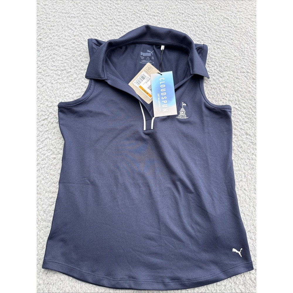 Puma Cloudspun Polo Golf Shirt Girls Small Navy Youth Sleeveless 625784-02